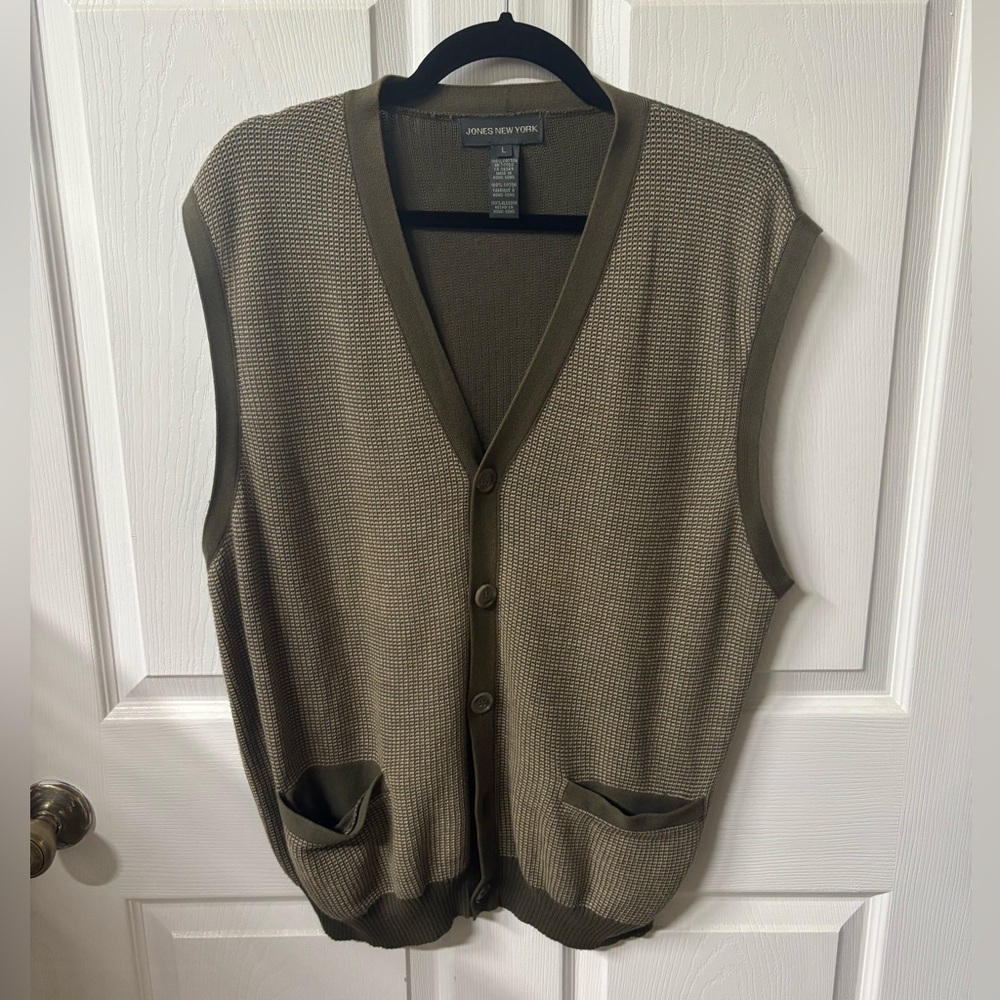 Jones New York Men's Olive and Brown Vest Size Large